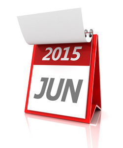 2015 6 月的日历，3d 渲染