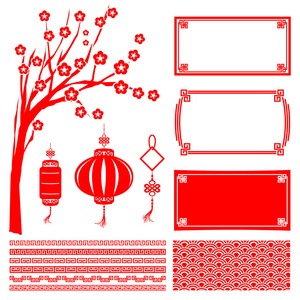 中国新年快乐 2015年装饰元素设计矢量
