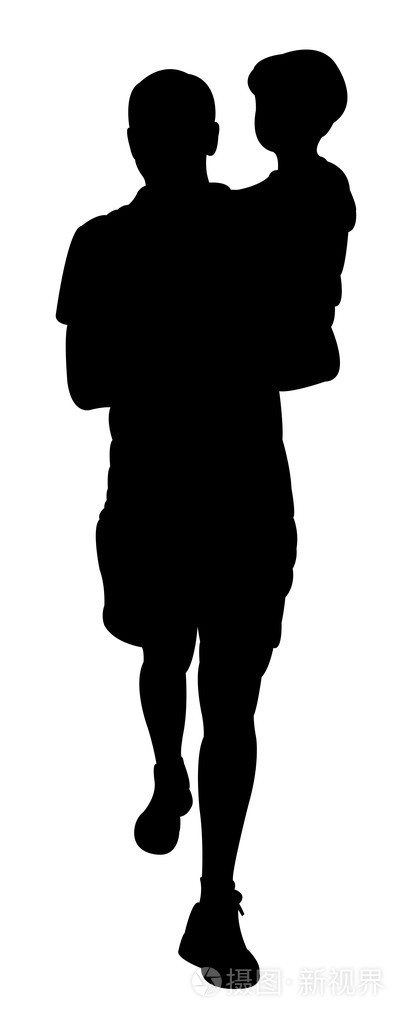 父亲和儿子走剪影矢量