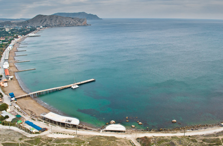 岩石的黑海海岸。克里米亚半岛。苏达克