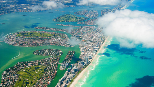 迈阿密南海滩的鸟瞰图