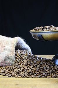 规模和咖啡豆的咖啡