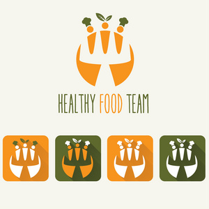 健康食品团队插图和 web 图标
