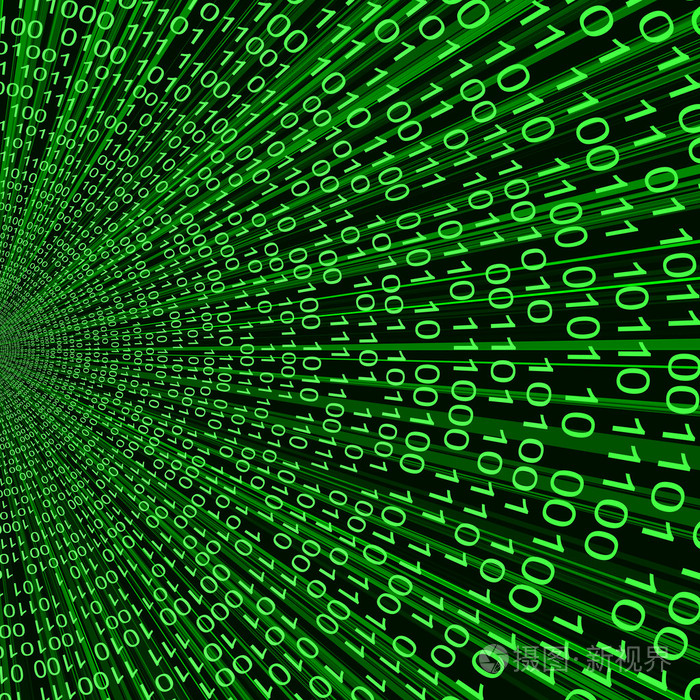 绿色抽象二进制代码 3d 矢量线的背景信息技术