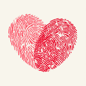 指纹扫描放置和爱心象征观念主意.