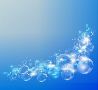 抽象的蓝色背景。空气泡沫。矢量