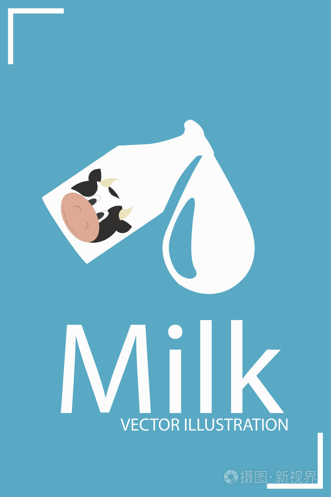 牛奶瓶插图在蓝色的背景插画-正版商用图片1hukpl-摄图新视界