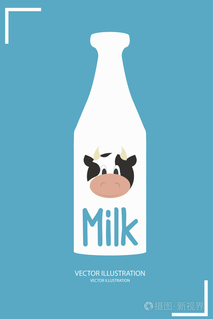 牛奶瓶插图在蓝色的背景插画-正版商用图片1hukpp-摄图新视界