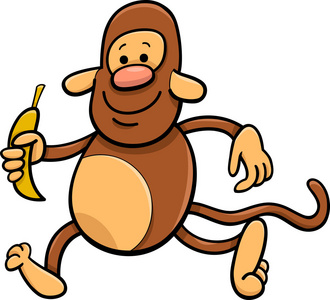 猴子用香蕉卡通插图