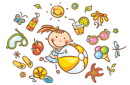 小女孩用夏天的事情照片