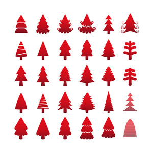 圣诞树图标集，矢量 eps10