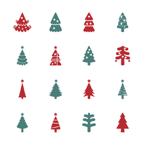 圣诞树图标设置 2，向量 eps10