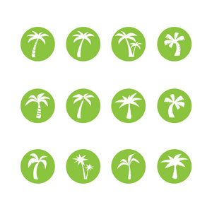 椰子树的小圆圈图标设置 矢量 eps10