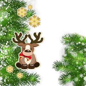 圣诞节的装饰和绿色树枝的圣诞节背景