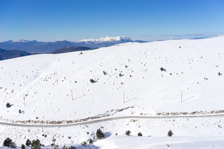 雪山 Falakro，在希腊的鸟瞰图