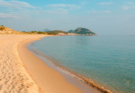 自然 沙 海 美丽的 coastlene，希腊