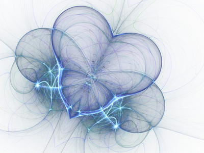 淡蓝色的分形心 情人节动机 数码艺术作品的创意图形设计