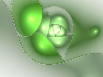绿色的分形旋流，为平面创意设计数码艺术作品