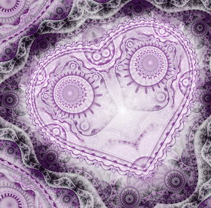 发条紫色分形心 情人节动机，为平面创意设计数码艺术作品