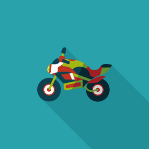 交通摩托车平面图标与长长的影子，eps10