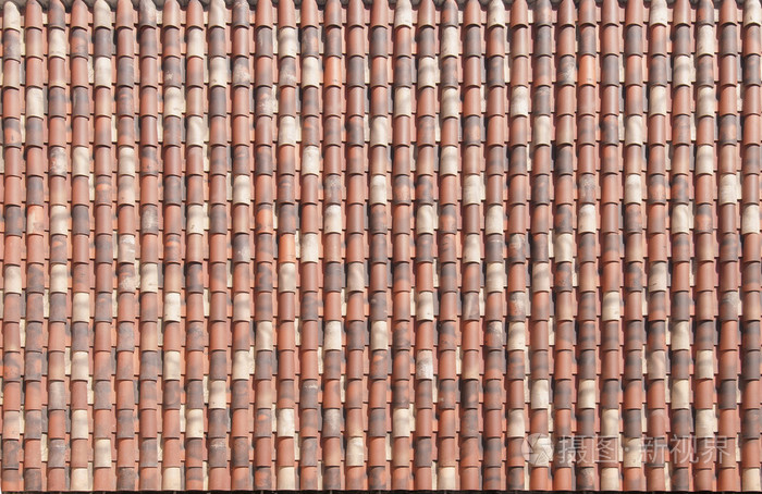 纹理的红色屋顶瓦片