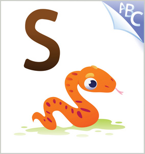 为孩子们的动物字母 S 为蛇