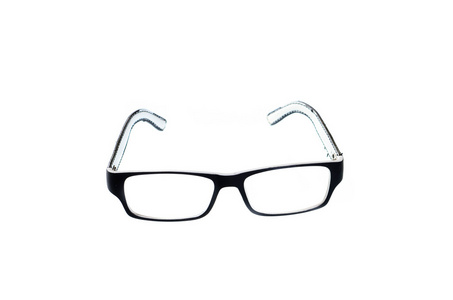 黑色和白色眼眼镜孤立在白色