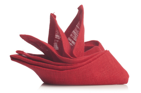 红色折叠的餐巾