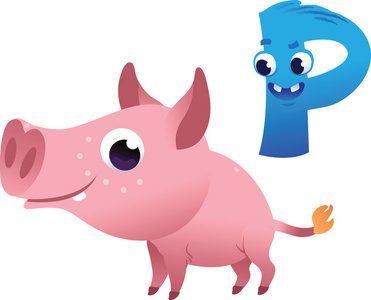 为孩子们的动物字母: p 猪照片