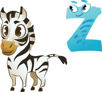 为孩子们的动物字母 Z 为斑马