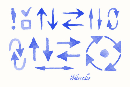 套蓝色水彩箭头
