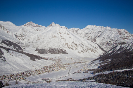 在阿尔卑斯山滑雪胜地的迷人景色