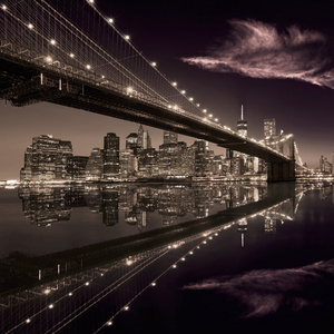 布鲁克林大桥日落纽约曼哈顿