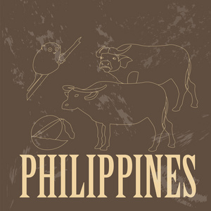 菲律宾的地标。复古风格的图像