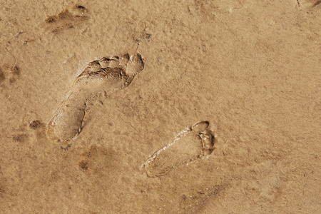 脚印在沙滩图片
