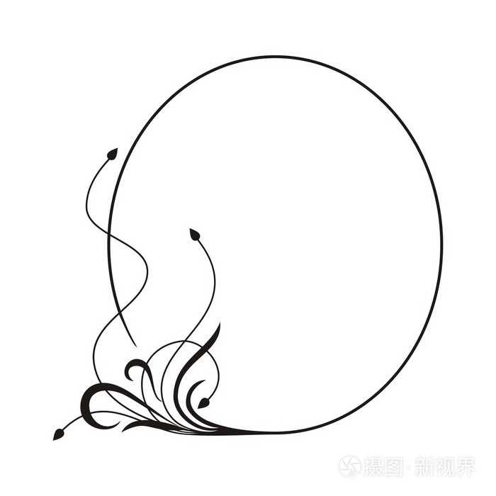 用花装饰的椭圆形装饰框架插画-正版商用图片1hwcta-摄图新视界