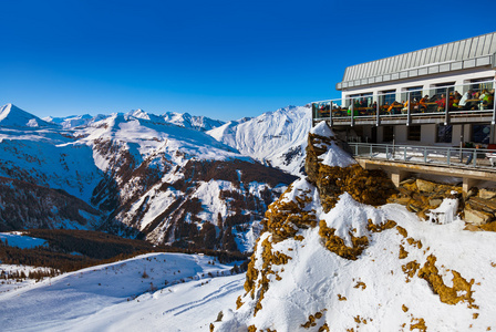 咖啡馆在山滑雪度假村加施奥地利