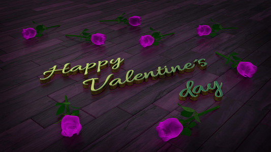快乐情人节主题与紫玫瑰