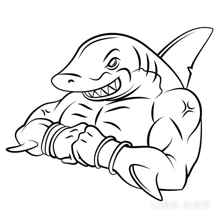 鲨鱼强吉祥物插画-正版商用图片1hws27-摄图新视界