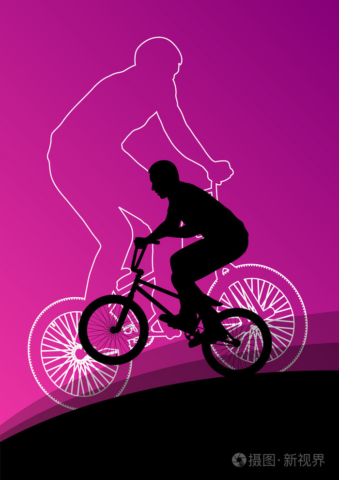 极端骑自行车骑手活跃的儿童运动剪影