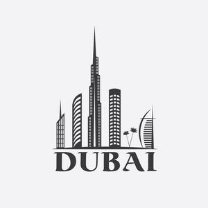 迪拜城市天际线矢量设计模板