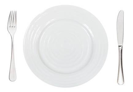 顶视图的空白色餐盘餐具图片