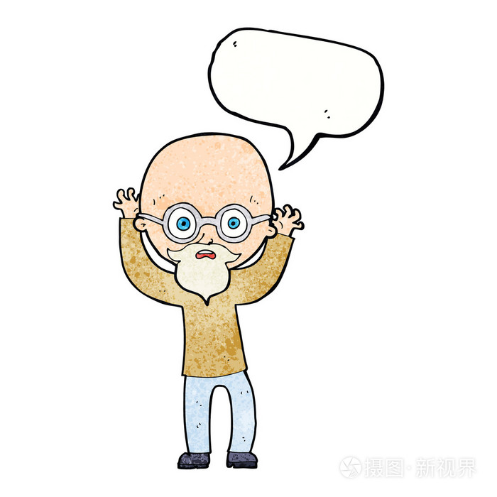 卡通强调着气泡的光头男人插画-正版商用图片1hxk24-摄图新视界
