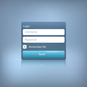 矢量 web 登录面板与上蓝色背景的按钮