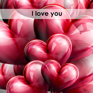 矢量节日插画的红色气球飞翔。情人节快乐。我爱你
