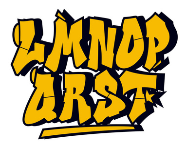 王嘻哈排版涂鸦风格字体. 矢量字母表(第2部分)照片