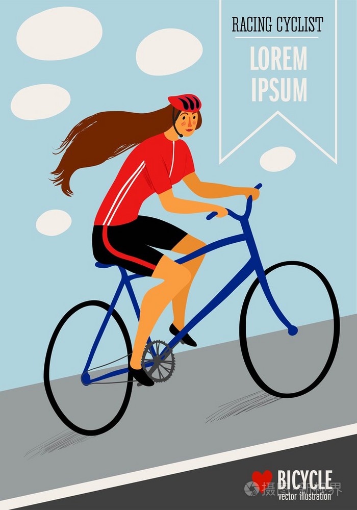 赛车的女士骑自行车的人插画-正版商用图片1hxr59-摄图新视界