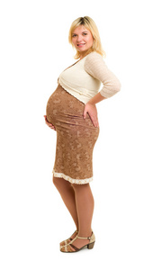 孕妇的褐色连衣裙