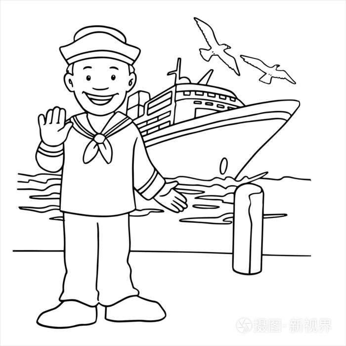 孤立在白色的水手卡通插图插画-正版商用图片1hy1yk-摄图新视界