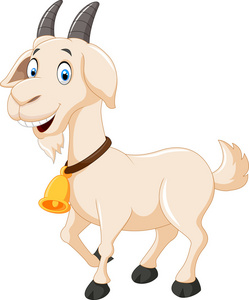可爱的卡通山羊山羊图标, 卡通风格农场生活山羊和鸡档动画片滑稽的